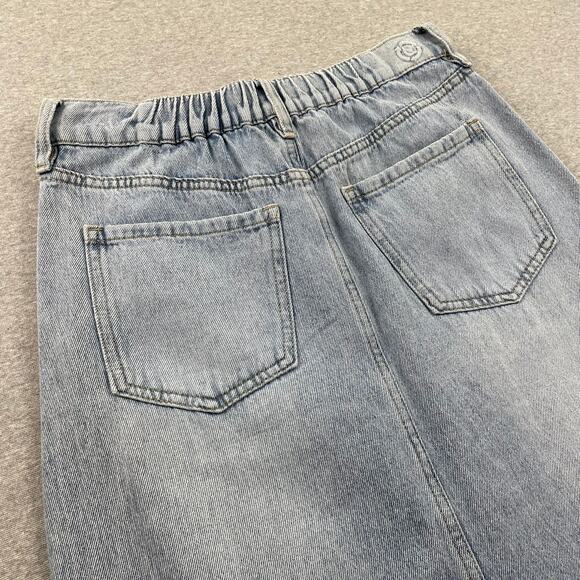 PTCL Denim Maxi Jean Skirt Womens 26 Blue Faded Light Wash Stretch Boho Western - Picture 9 of 16